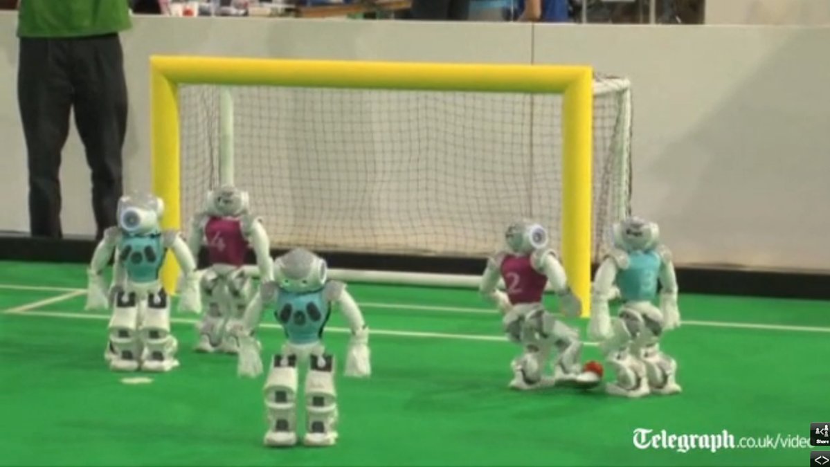 Här är några exempel på robotar i "VM för robotar" – som anordnas för att robotar en dag ska bli bättre än människor på fotboll. 